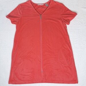 Jasmine Rose Coral Mermaid Swim Cover Up Womens XL Zip Front Beach Resort Tunic